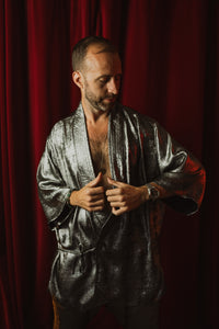 Majestic Satin Outfit Silver