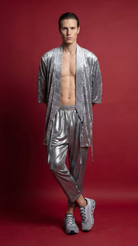Majestic Satin Outfit Silver